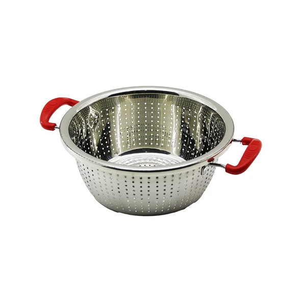 24CM PLASTİK KULPLU ÇELİK SEPET METAL SÜZGEÇ (5232) - 1