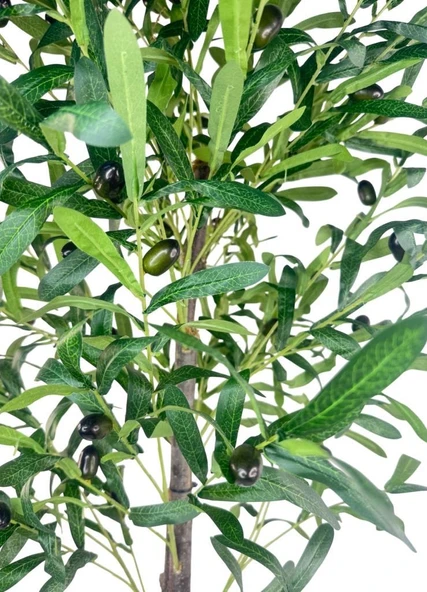 Yapay Zeytin Ağacı 130cm İki Gövdeli Beyaz Küre Saksıda Salex Doğal Gerçek Görünümlü Yapay Ağaç - Resim 7
