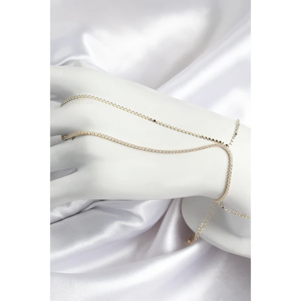 Pirinç Zirkon Taşlı Ezme Zincir Model Gold Renk Kadın Şahmeran - Tj-sn689 Tg-53-vice/(1395) 3578