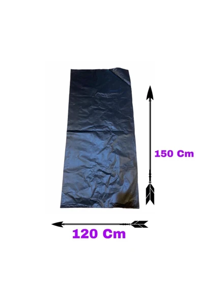 5 Adet 120x150cm Dökme Kalın Çöp Poşeti Siyah Mega Boy - 1