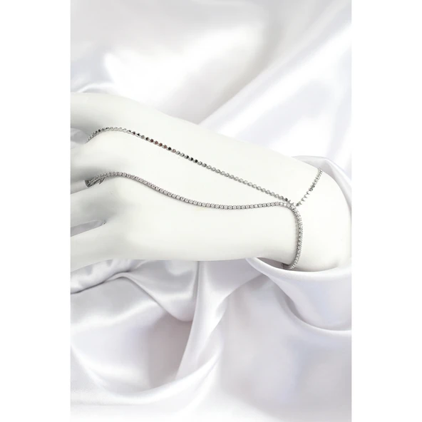 Pirinç Zirkon Taşlı Ezme Zincir Model Gümüş Renk Kadın Şahmeran - Tj-sn690 Tg-53-vice/(1395) 3579