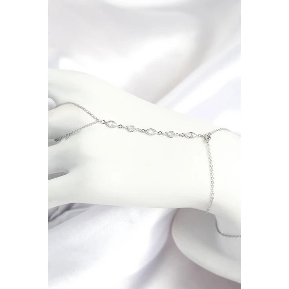 Pirinç Zirkon Taşlı Y Model Gümüş Renk Kadın Şahmeran - Tj-sn692