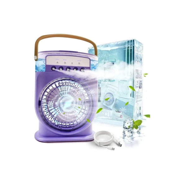 Şarjlı 600 Ml Su Hazneli Taşınabilir Masaüstü Vanilatör Güçlü Fan Ve 2000 Mah Pil Siyah - 6