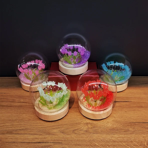 Led Işıklı Lale Cam Fanus 1 Adet Tg-53-vice/(1395) 3610