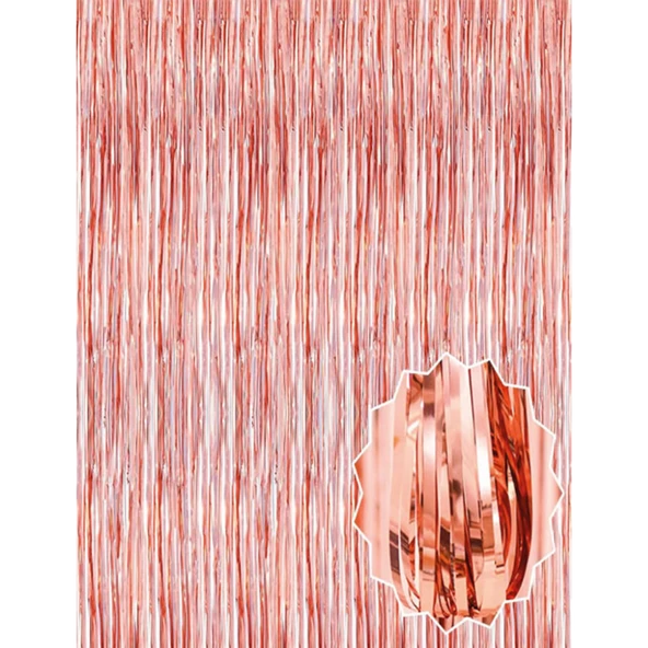 Rose Gold Püsküllü Kapı Perdesi - Parti, Bekarlığa Veda, Doğum Günü 1x2 M - 3