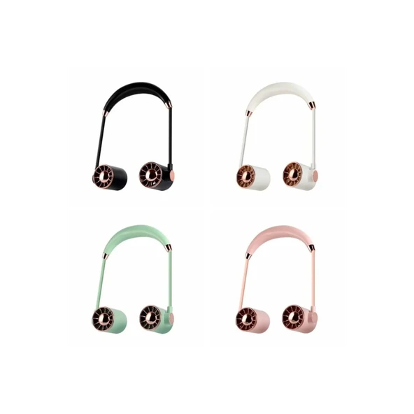 Boyunluk Fan Hava Soğutucu Vantilatör Boyuna Asmalı Şarjlı 3 Kademeli Mini Klima Siyah - 2