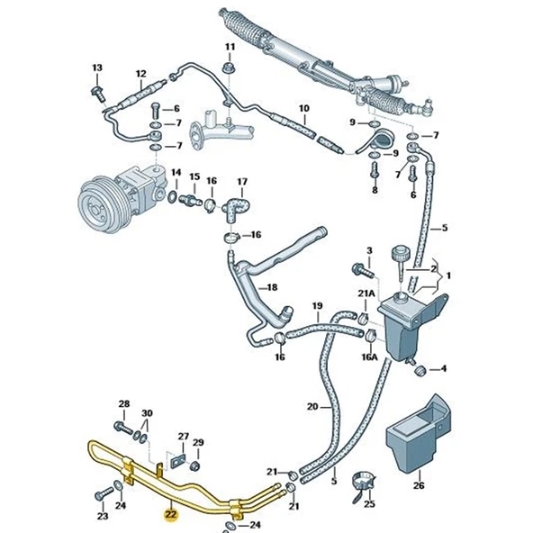 VW Passat B5 1997-2000 Direksiyon Yağ Soğutma Borusu 8D0422885P - 2