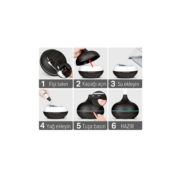 Hava Nemlendirici 7 Led Işıklı Aromatik Oda Kokusu 550 Ml Kahve Aroma Difüzörü Buhar Makinası - 3