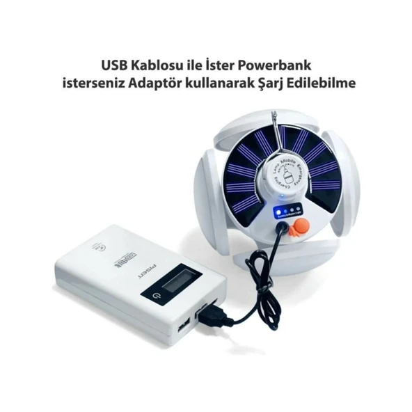 P-038 Solar Güneş Enerji Ve Usb Sarjli 5 Kanatlı - 4