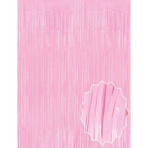 Soft Pembe Püsküllü Kapı Perdesi - Parti, Baby Shower, Cinsiyet Partisi 1x2 M