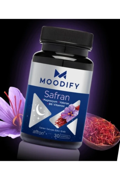 MOODIFY SAFRAN KAPSÜL, SAFRAN, MAGNEZYUM, VALERİAN, B6 VİTAMİNİ İÇEREN TAKVİYE EDİCİ GIDA 30 kapsül