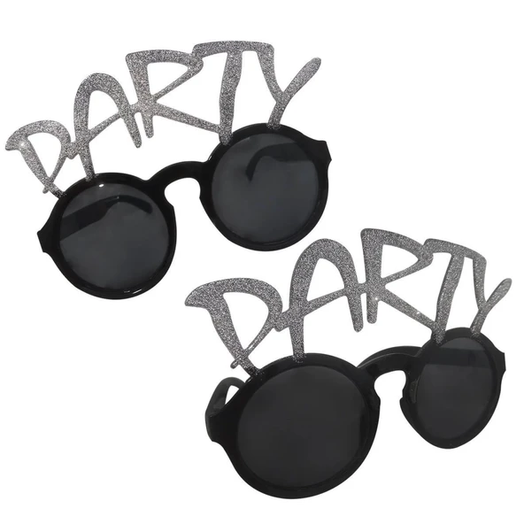 Gümüş Simli Party Yazılı Parti Gözlüğü Show 15x7 Cm - 2