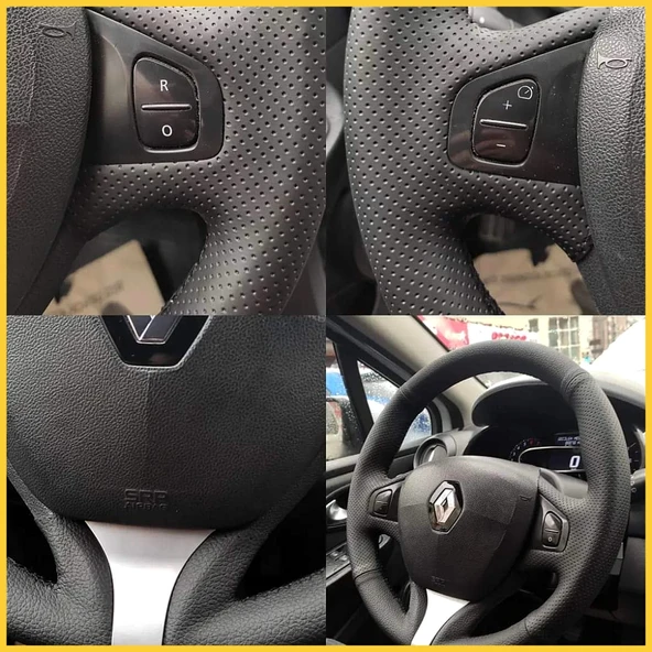 Renault Clio 4 FAZ 1 2014-2017 Araca Özel Direksiyon Kılıfı (Makyajlı Kasalara Uyumlu Değildir) - Resim 3
