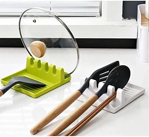 Mutfak Kapak ve Kaşık Tutucu  Plastik Ocak Yanı Pot Kapak Rafı & Organizatör - Resim 2