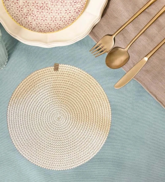 3 Adet Krem Jüt Supla Yuvarlak Amerikan Servis Takımı ürün görseli