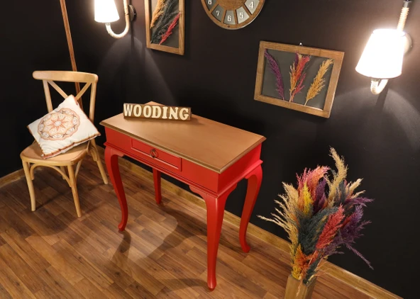 Wooding Mobilya 80 Cm Çekmeceli Masif Kırmızı Natürel Dresuar - Resim 5