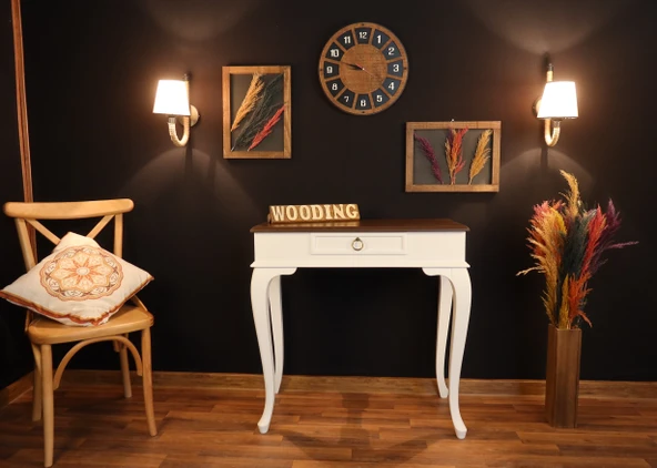 Wooding Mobilya 80 Cm Çekmeceli Masif Beyaz Ceviz Dresuar - 1