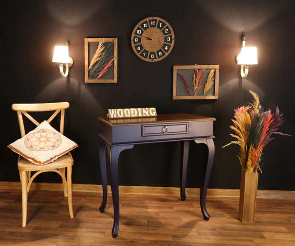 Wooding Mobilya 80 Cm Çekmeceli Masif Lacivert Ceviz Dresuar - 5