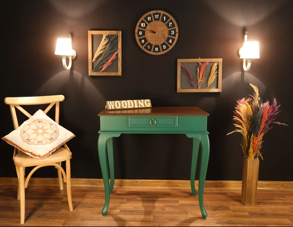 Wooding Mobilya 80 Cm Çekmeceli Masif Yeşil Ceviz Dresuar - 1