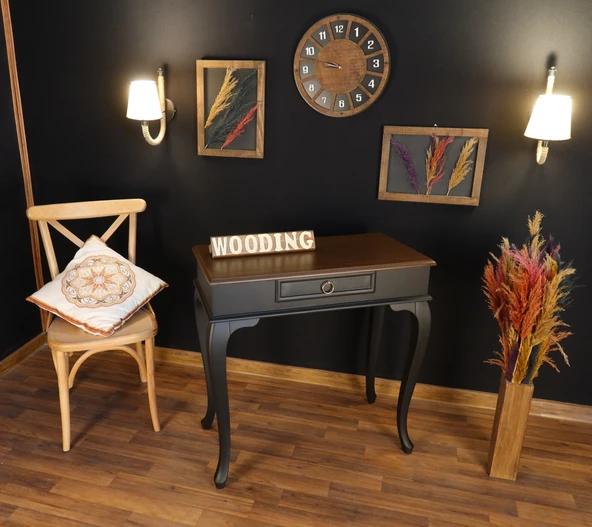 Wooding Mobilya 80 Cm Çekmeceli Masif Siyah Ceviz Dresuar - 5