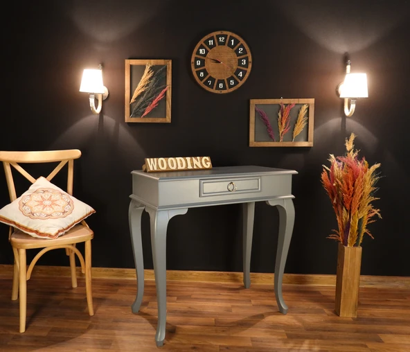 Wooding Mobilya 80 Cm Çekmeceli Masif Gri Dresuar - Resim 3