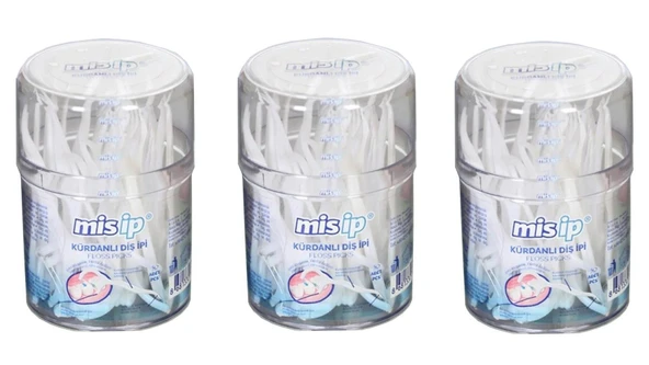 Misip Kürdanlı Diş Ipi 50'li Silindir Kutu 3 Adet