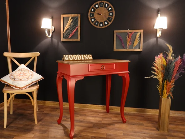Wooding Mobilya 80 Cm Çekmeceli Masif Kırmızı Natürel Dresuar - Resim 4