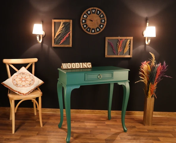 Wooding Mobilya 80 Cm Çekmeceli Masif Yeşil Dresuar - Resim 2