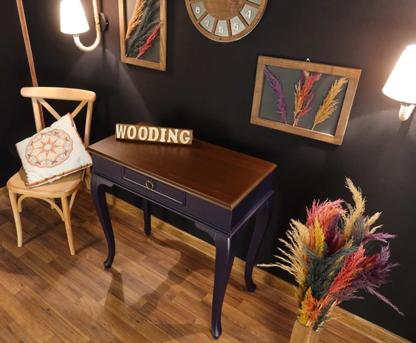 Wooding Mobilya 80 Cm Çekmeceli Masif Lacivert Ceviz Dresuar - 4