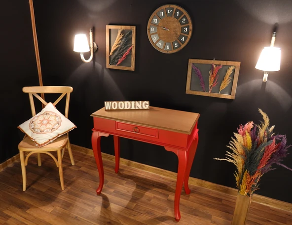 Wooding Mobilya 80 Cm Çekmeceli Masif Kırmızı Natürel Dresuar - Resim 2