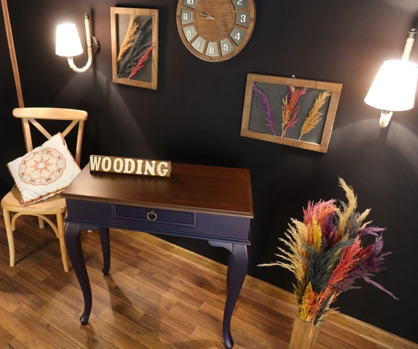 Wooding Mobilya 80 Cm Çekmeceli Masif Lacivert Ceviz Dresuar - 3