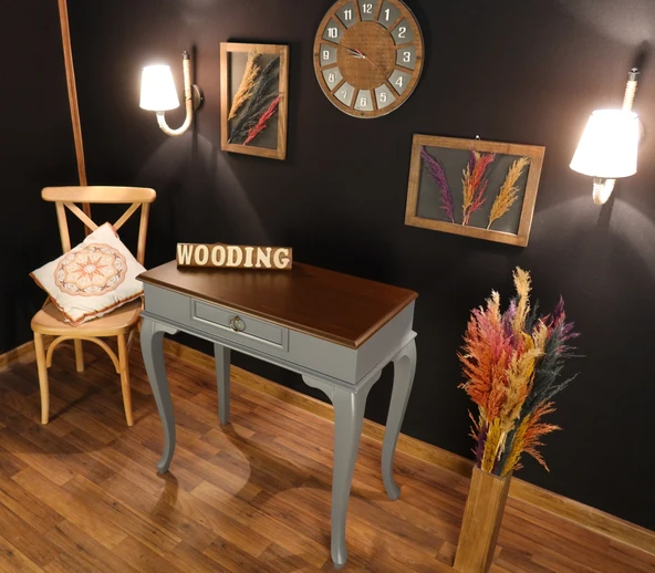 Wooding Mobilya 80 Cm Çekmeceli Masif Gri Ceviz Dresuar - Resim 2