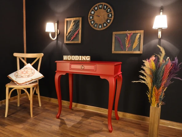 Wooding Mobilya 80 Cm Çekmeceli Masif Kırmızı Dresuar - Resim 3
