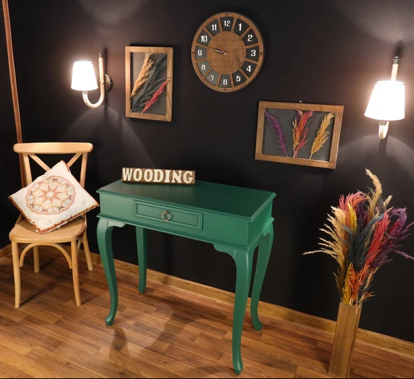 Wooding Mobilya 80 Cm Çekmeceli Masif Yeşil Dresuar - Resim 3