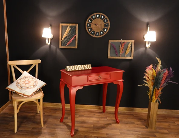 Wooding Mobilya 80 Cm Çekmeceli Masif Kırmızı Dresuar - Resim 4