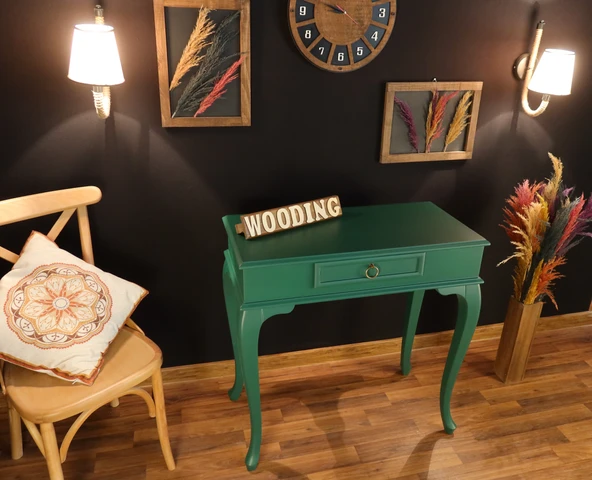 Wooding Mobilya 80 Cm Çekmeceli Masif Yeşil Dresuar - Resim 4