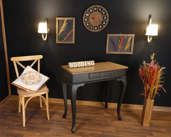 Wooding Mobilya 80 Cm Çekmeceli Masif Siyah Natürel Dresuar - Resim 2