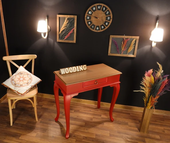 Wooding Mobilya 80 Cm Çekmeceli Masif Kırmızı Natürel Dresuar - Resim 3