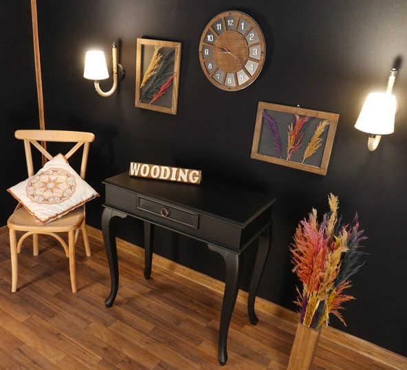 Wooding 90 Cm Çekmeceli Masif Siyah Dresuar - Resim 2