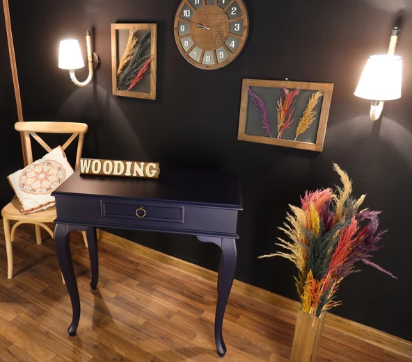 Wooding 90 Cm Çekmeceli Masif Lacivert Dresuar - Resim 3