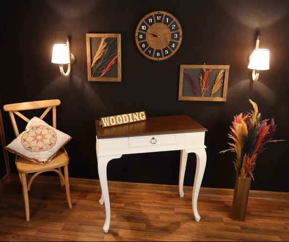 Wooding 90 Cm Çekmeceli Masif Beyaz Ceviz Dresuar - Resim 4