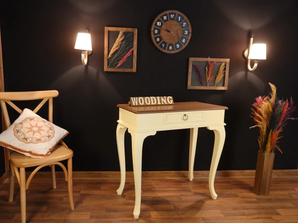 Wooding 90 Cm Çekmeceli Masif Krem Natürel Dresuar - Resim 4