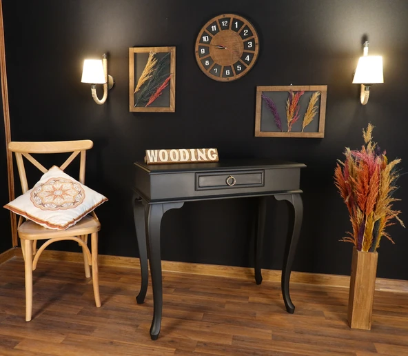 Wooding 90 Cm Çekmeceli Masif Siyah Dresuar - Resim 4