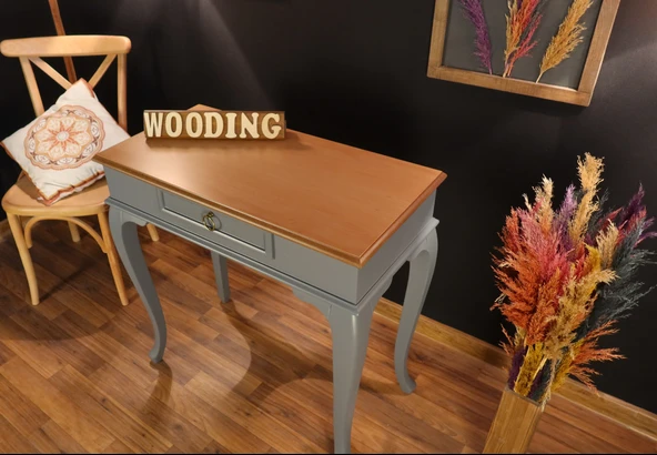 Wooding 90 Cm Çekmeceli Masif Gri Natürel Dresuar - Resim 5