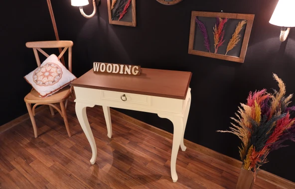 Wooding 90 Cm Çekmeceli Masif Krem Natürel Dresuar - Resim 3