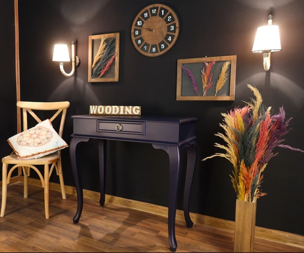 Wooding 90 Cm Çekmeceli Masif Lacivert Dresuar - Resim 4