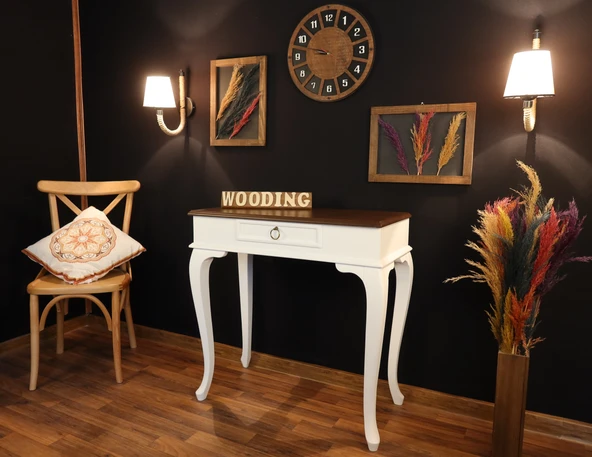 Wooding 90 Cm Çekmeceli Masif Beyaz Ceviz Dresuar - Resim 3