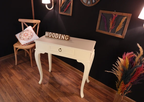 Wooding 90 Cm Çekmeceli Masif Krem Dresuar - Resim 5