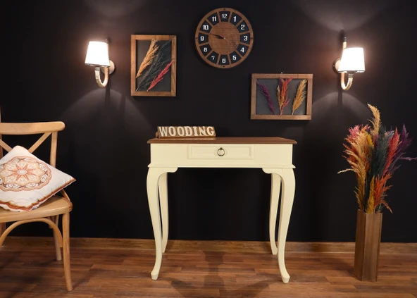 Wooding 90 Cm Çekmeceli Masif Krem Natürel Dresuar - Resim 2