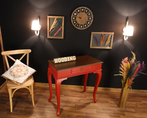 Wooding 90 Cm Çekmeceli Masif Kırmızı Ceviz Dresuar - Resim 5